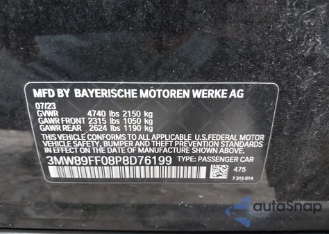 2023 BMW 330Xi xDrive from USA, damaged, VIN 3MW89FF08P8D76199